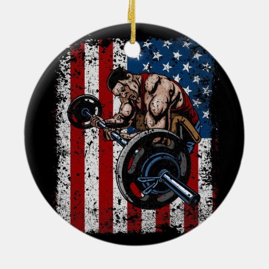 Weightlifter Preacher Curl Gym Keramisch Ornament (Achterkant)