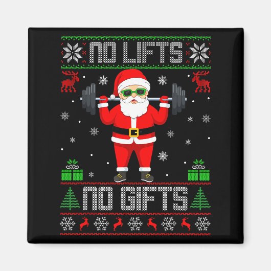 Weightlifting Workout Gym Santa Christmas Ugly Swe Magneet (Voorkant)