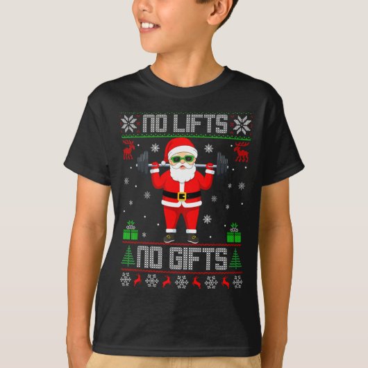 Weightlifting Workout Gym Santa Christmas Ugly Swe T-shirt (Voorkant)