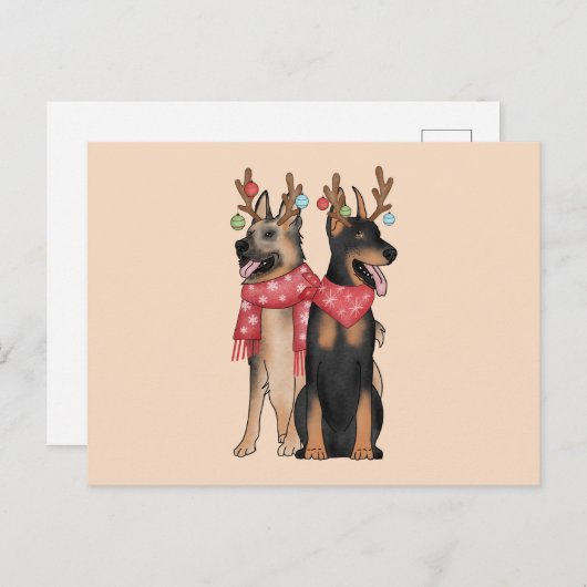 Weihnacht Hunde christmas Doberham German Shepherd Briefkaart (Voorkant / Achterkant)