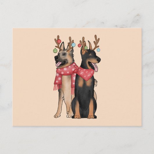 Weihnacht Hunde christmas Doberham German Shepherd Briefkaart (Voorkant)