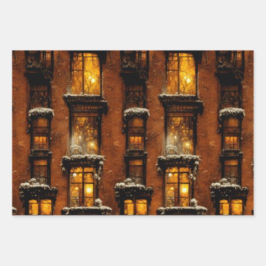 Weihnacht in New York Geschenkpapier Set Inpakpapier Vel (Voorkant 2)