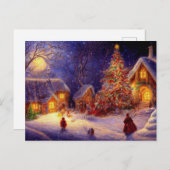 Weihnachten auf Bauernhof. Großer Weihnachtsbaum Briefkaart (Voorkant / Achterkant)