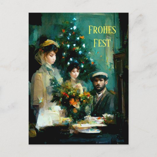 Weihnachten im Familienkreis. Impressionistisch Briefkaart (Voorkant)