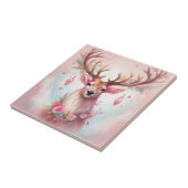 Weihnachten in pink: Rentier mit rosa Weihnachtssc Tegeltje (Zijkant)