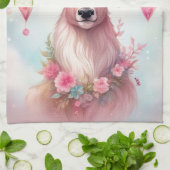 Weihnachten in pink: Rentier mit rosa Weihnachtssc Theedoek (Gevouwen)