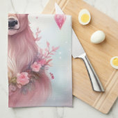 Weihnachten in pink: Rentier mit rosa Weihnachtssc Theedoek (Quarter Fold)