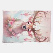 Weihnachten in pink: Rentier mit rosa Weihnachtssc Theedoek (Horizontaal)