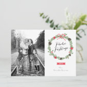 Weihnachten Kranz Foto-Karte Feestdagenkaart (Staand voorkant)