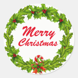 Weihnachten, Merry Christmas wreath Ronde Sticker