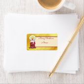 Weihnachten mit Kerze Postkarte Etiket (Insitu)