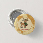 Weihnachten mit Ren Ronde Button 3,2 Cm (Voorkant /achterkant)