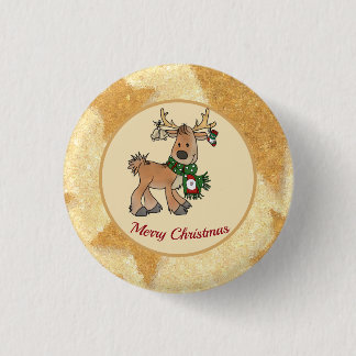 Weihnachten mit Ren Ronde Button 3,2 Cm