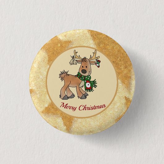 Weihnachten mit Ren Ronde Button 3,2 Cm (Voorkant)