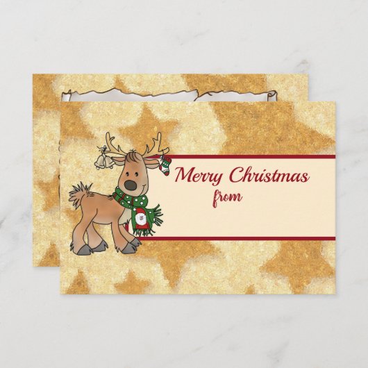 Weihnachten mit Ren RSVP Kaartje (Voorkant / Achterkant)