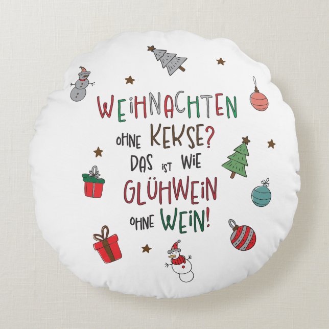 Weihnachten ohne Kekse? Lustiges Weihnachtskissen Rond Kussen (Voorkant)