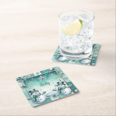 Weihnachten: Schneemänner türkise Kartonnen Onderzetters (Insitu)