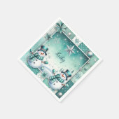  Weihnachten: Schneemänner türkise Servet (Hoek)