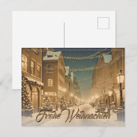 Weihnachtlich verschneite Straßen einer Innenstadt Feestdagenkaart (Voorkant / Achterkant)