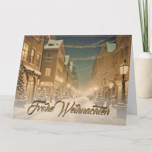 Weihnachtlich verschneite Straßen einer Innenstadt Kaart (Voorkant)