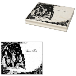 Weihnachtlicher Rentier Wald Rahmen Rubberstempel