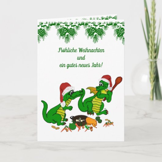 Weihnachts Drachen , auf Deutsch Feestdagen Kaart (Voorkant)