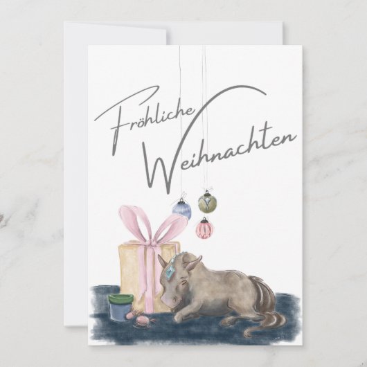 Weihnachts Karte mit Pferdebild, Pferdegeschenk Kaart (Voorkant)