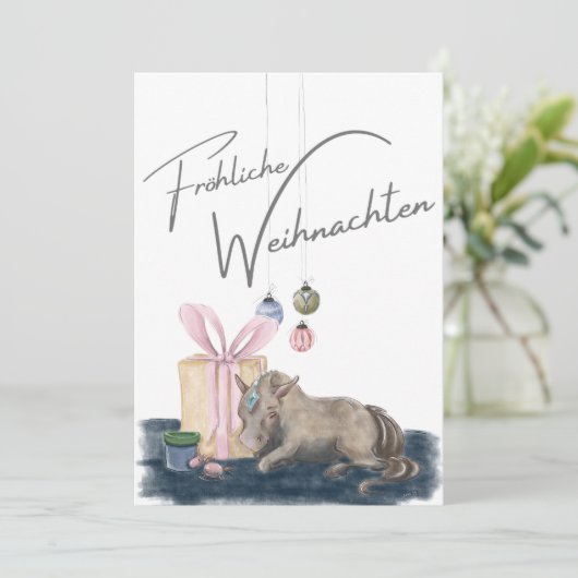 Weihnachts Karte mit Pferdebild, Pferdegeschenk Kaart (Staand voorkant)