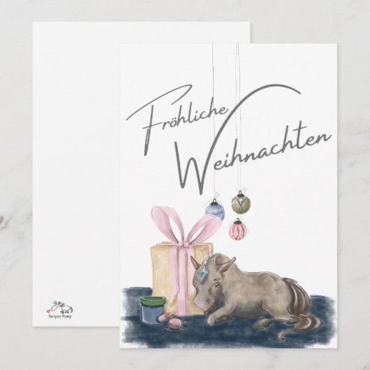 Weihnachts Karte mit Pferdebild, Pferdegeschenk Kaart (Voorkant / Achterkant)