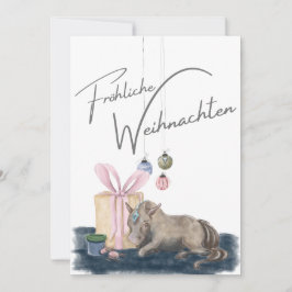 Weihnachts Karte mit Pferdebild, Pferdegeschenk Kaart