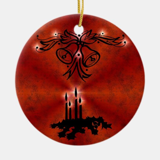 Weihnachts Ornamente mit Sterne auf blau Keramisch Ornament (Voorkant)