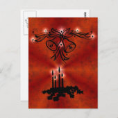 Weihnachts Ornamente mit Sterne auf rot Briefkaart (Voorkant / Achterkant)