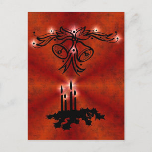 Weihnachts Ornamente mit Sterne auf rot Briefkaart