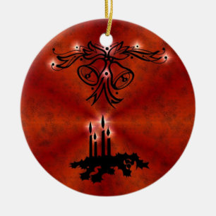 Weihnachts Ornamente mit Sterne auf rot Keramisch Ornament