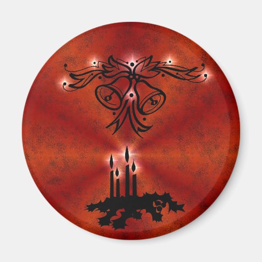 Weihnachts Ornamente mit Sterne auf rot Magneet (Voorkant)