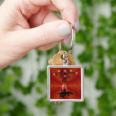 Weihnachts Ornamente mit Sterne auf rot Sleutelhanger (Hand)