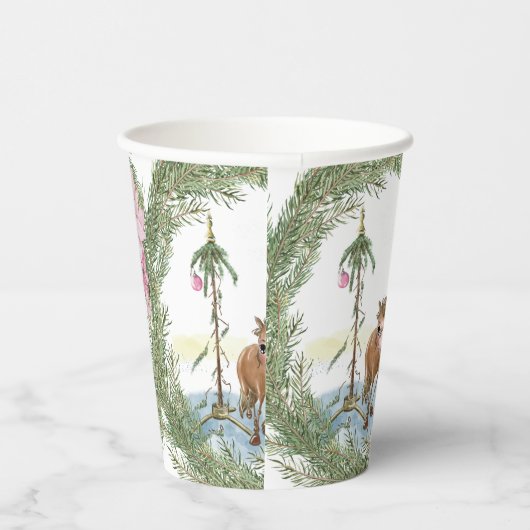 Weihnachts Pappbecher mit Pony, Tischgeschirr Papieren Bekers (Rechts)