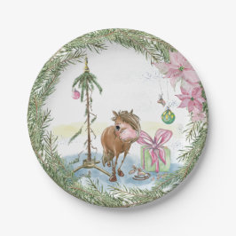 Weihnachts-Pappteller mit süssem Pony Papieren Bordje
