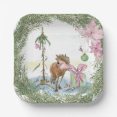 Weihnachts-Pappteller mit süssem Ponybild Papieren Bordje (Voorkant)