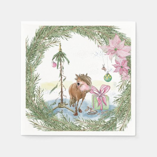 Weihnachts Servietten mit Pony Bild Servet (Voorkant)