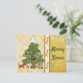 Weihnachtsbaum mit Hund Briefkaart (Staand voorkant)