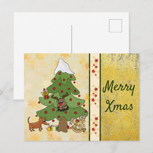 Weihnachtsbaum mit Hund Briefkaart (Voorkant / Achterkant)