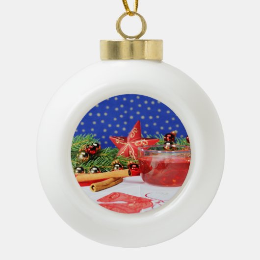 Weihnachtsbaumkugel mit Bild und Glockenmotiv Keramische Bal Ornament (Voorkant)