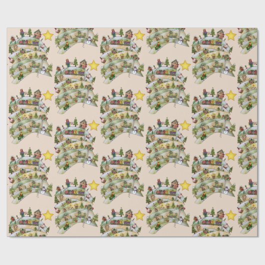 Weihnachtsdorf  cadeaupapier (Vlak)