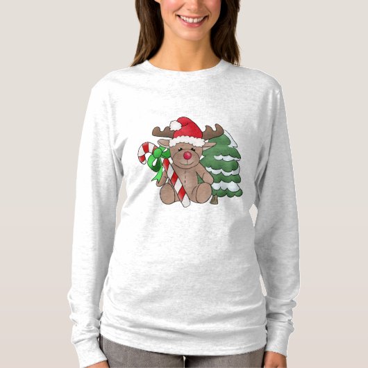 Weihnachtselch mit Zuckerstange T-shirt (Voorkant)