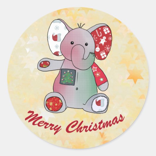 Weihnachtselefant mit Gold Ronde Sticker (Voorkant)