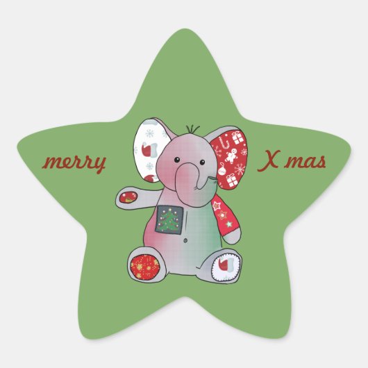 Weihnachtselefant Ster Sticker (Voorkant)
