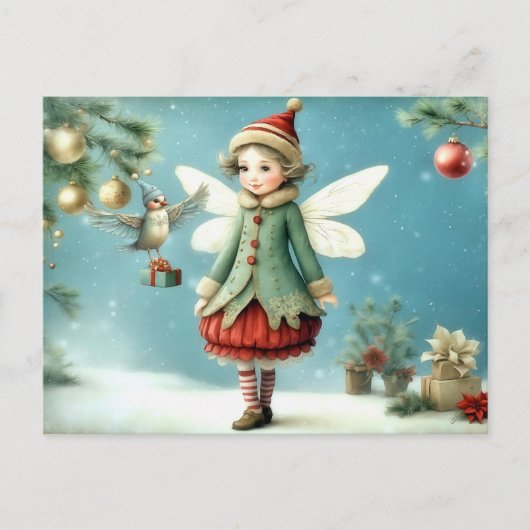 Weihnachtsfee mit Vogel Briefkaart (Voorkant)