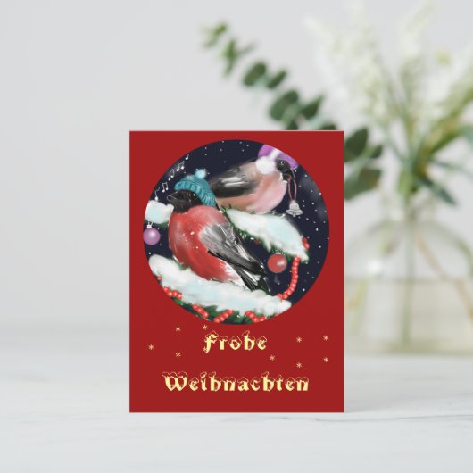 Weihnachtsgruss , Dompfaff Briefkaart (Staand voorkant)