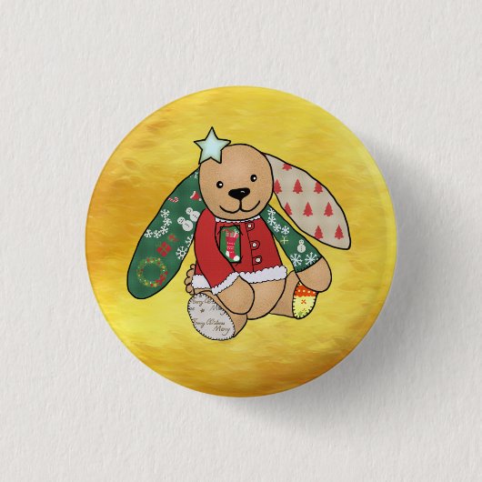 Weihnachtshase Ronde Button 3,2 Cm (Voorkant)
